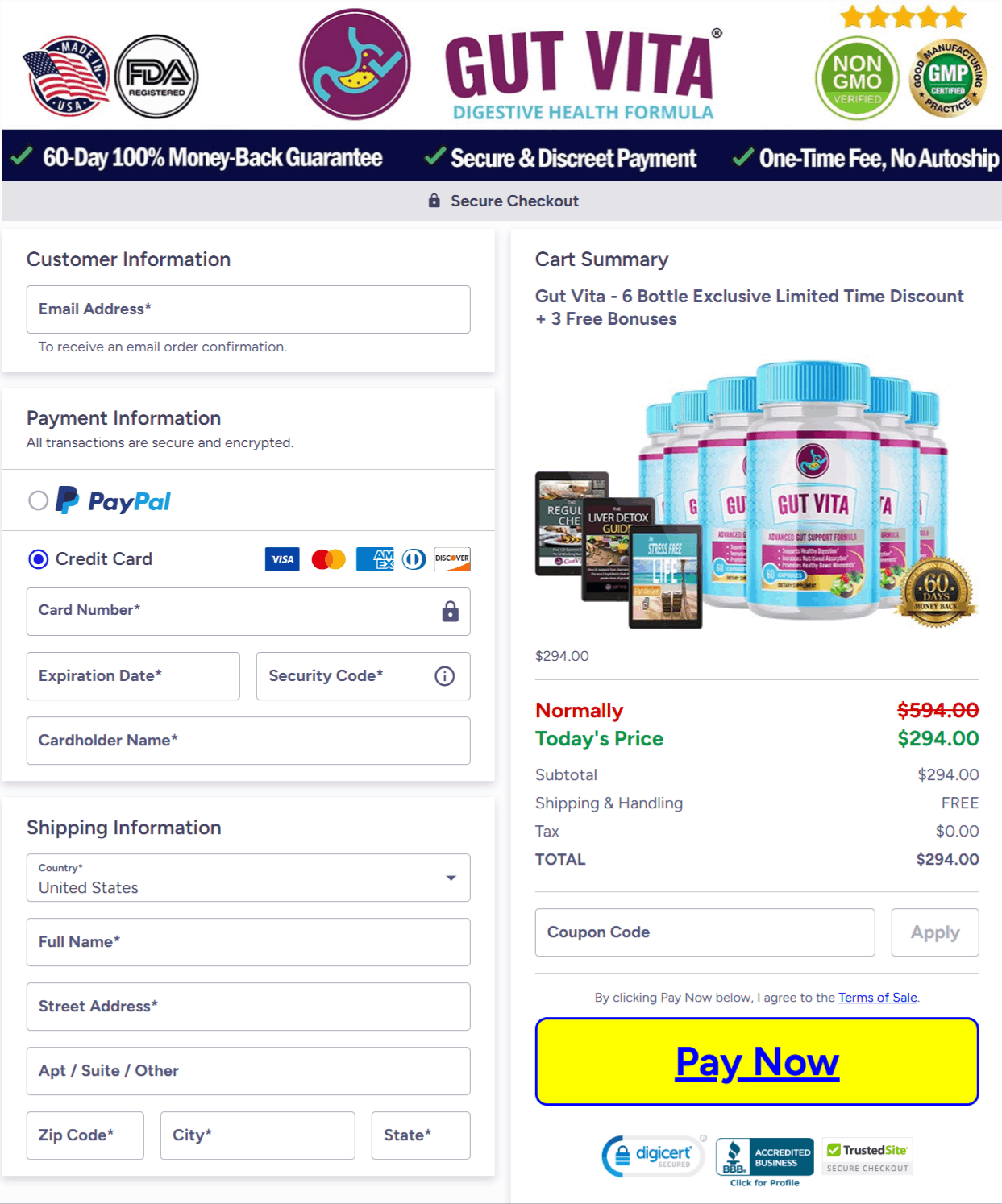  Gut Vita Checkout page